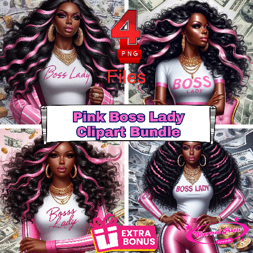 Boss Lady In Pink PNG| African American Illustrations| African American clipart