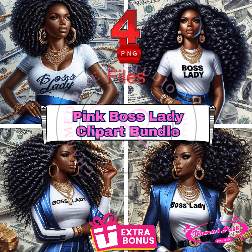 Boss Lady In Blue PNG| African American Illustrations| African American clipart