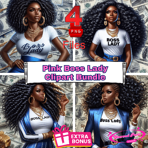 Boss Lady In Blue PNG| African American Illustrations| African American clipart