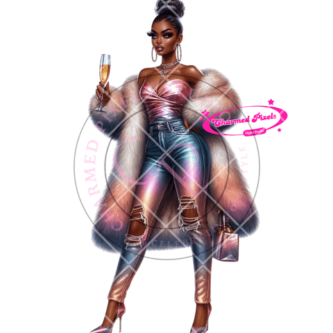 Hustle Babe Lux Clipart| Sublimation| PNG| Luxe Black Girl Style & Confidence