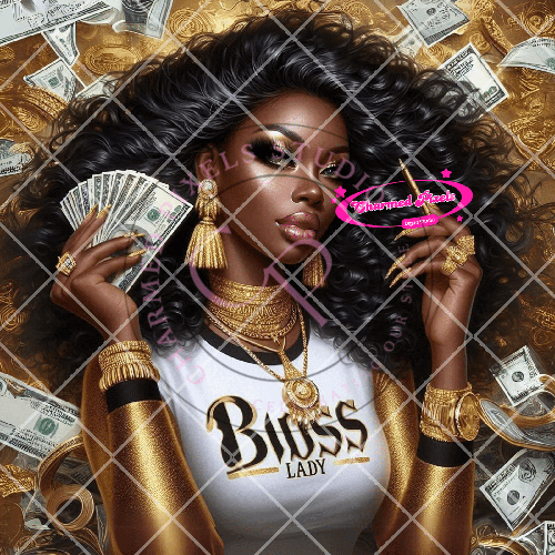 Boss Lady In Gold PNG| African American Illustrations| African American clipart