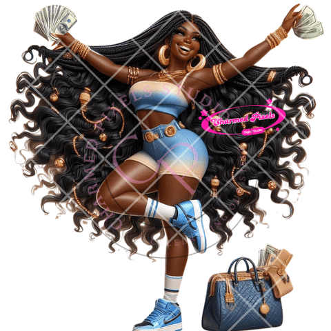 Hustle Bae Clipart Bundle - Empowering & Stylish Blue Denim Girl Boss Vibes