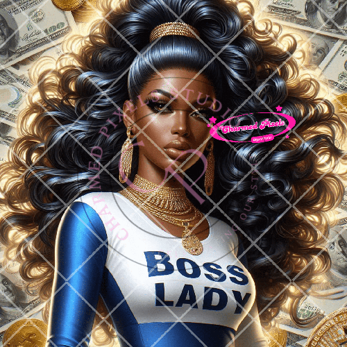 Boss Lady In Blue PNG| African American Illustrations| African American clipart