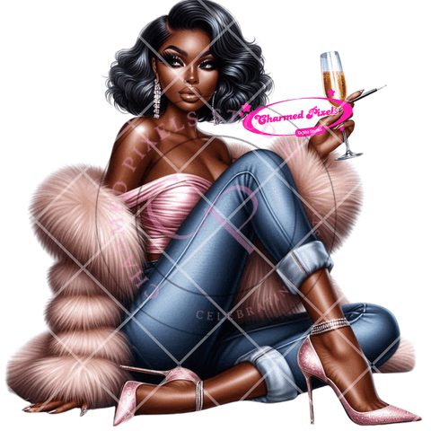 Hustle Babe Lux Clipart| Sublimation| PNG| Luxe Black Girl Style & Confidence