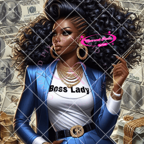 Boss Lady In Blue PNG| African American Illustrations| African American clipart