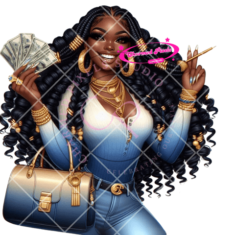 Hustle Bae Clipart Bundle - Empowering & Stylish Blue Denim Girl Boss Vibes