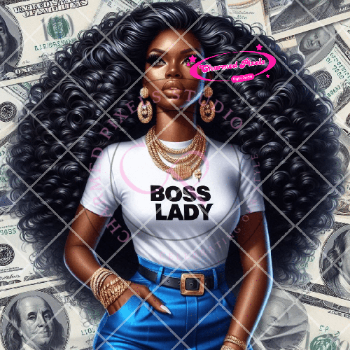 Boss Lady In Blue PNG| African American Illustrations| African American clipart