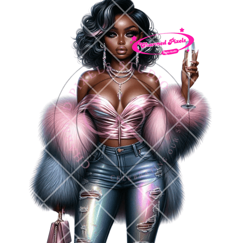 Hustle Babe Lux Clipart| Sublimation| PNG| Luxe Black Girl Style & Confidence