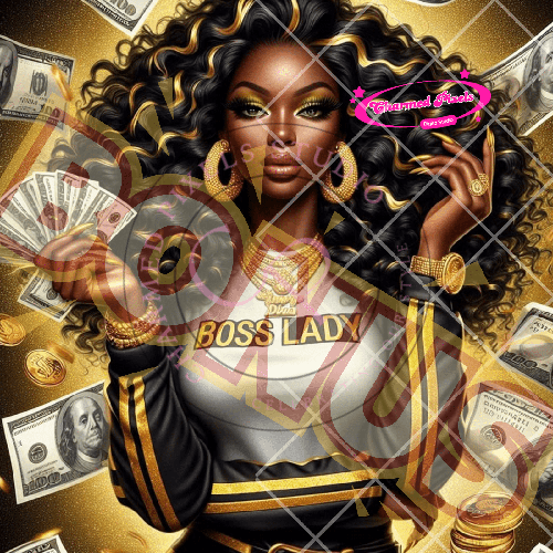 Boss Lady In Gold PNG| African American Illustrations| African American clipart