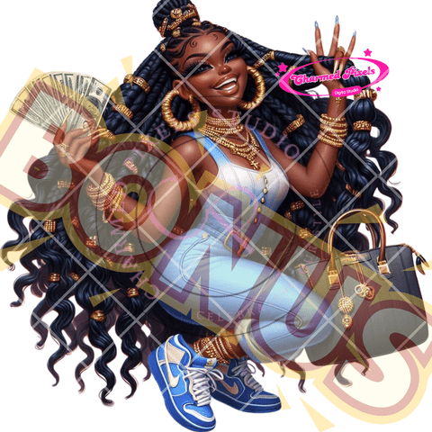 Hustle Bae Clipart Bundle - Empowering & Stylish Blue Denim Girl Boss Vibes