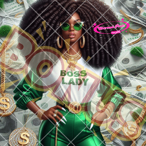 Boss Lady In Green PNG| African American Illustrations| African American clipart