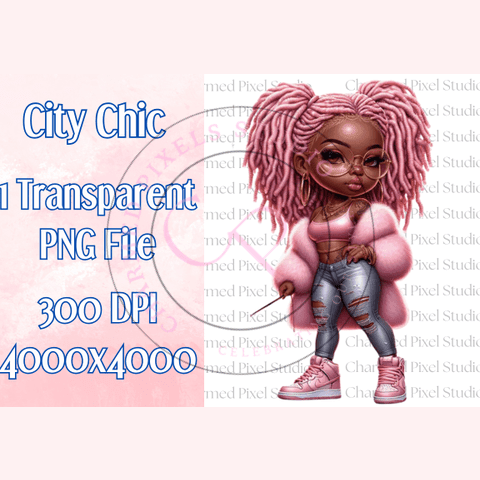 City Chic Chibi Girl Pink| Sublimation| PNG