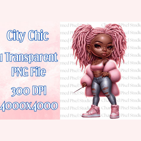 City Chic Chibi Girl Pink| Sublimation| PNG