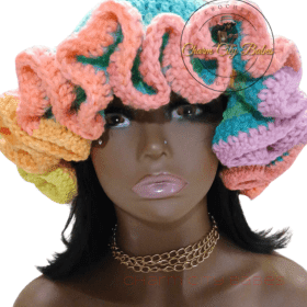 Crochet Ruffle Hat - Retro Stripe