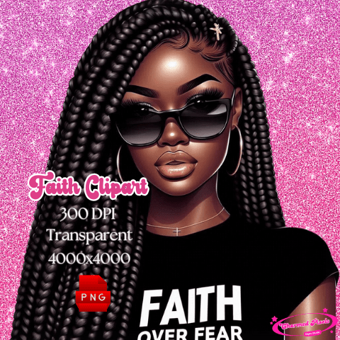 Faith Over Fear Afrocentric Clipart - Digital Download