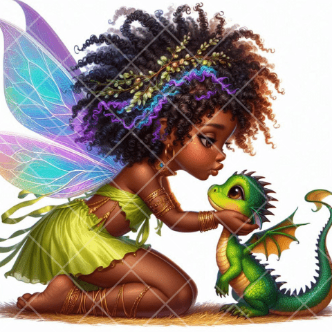 African American Happy Green Fairy Clipart Bundle| Fairy Magic| Fairy Core