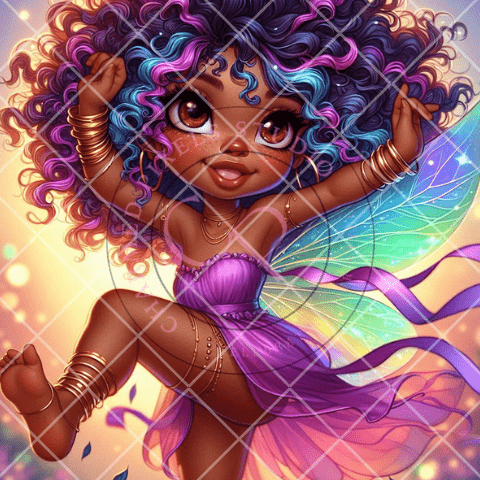 African American Happy Purple Fairy Clipart Bundle| Fairy Magic| Fairy Core