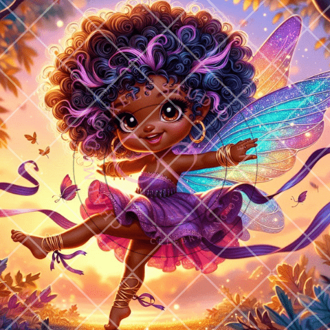 African American Happy Purple Fairy Clipart Bundle| Fairy Magic| Fairy Core