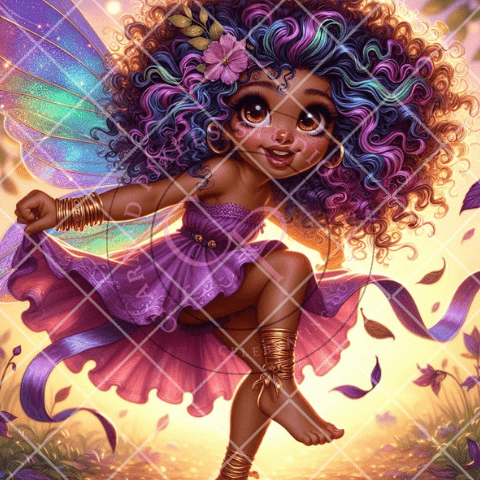 African American Happy Purple Fairy Clipart Bundle| Fairy Magic| Fairy Core