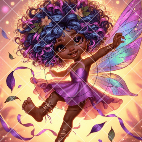 African American Happy Purple Fairy Clipart Bundle| Fairy Magic| Fairy Core