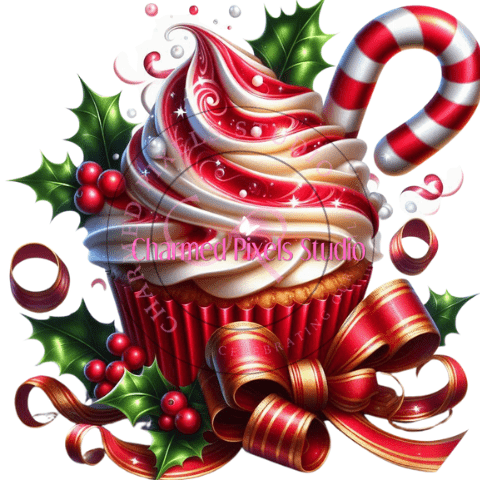 Peppermint Holiday Cupcake Bundle - Digital Clipart