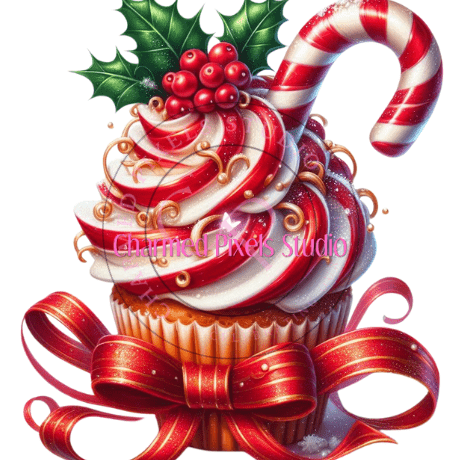 Peppermint Holiday Cupcake Bundle - Digital Clipart