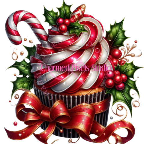 Peppermint Holiday Cupcake Bundle - Digital Clipart