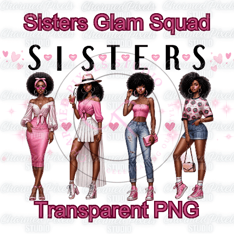 Sisters Glam Squad African American Clipart Sublimation