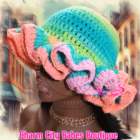 Crochet Ruffle Hat - Retro Stripe