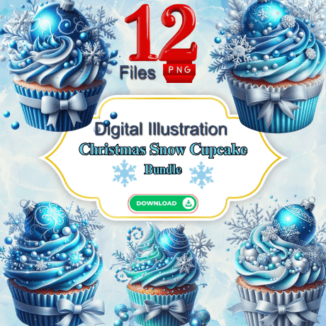 Christmas Snow Cupcake Bundle - Digital Clipart