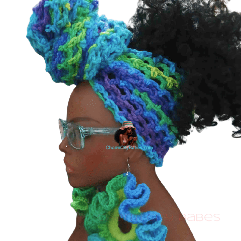 Crochet Headwrap With Earrings -Tropical Parrot