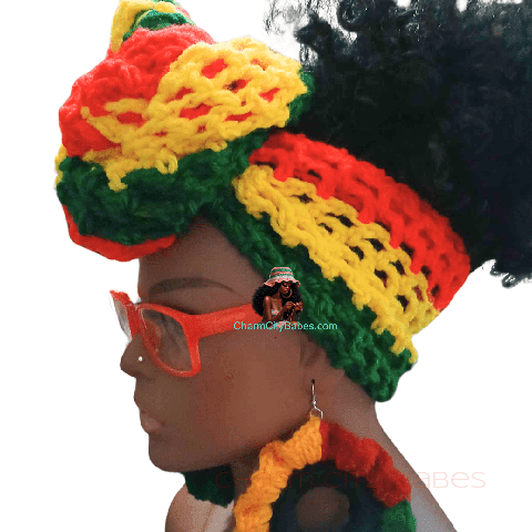 Crochet Headwrap ONLY - Red Yellow & Green