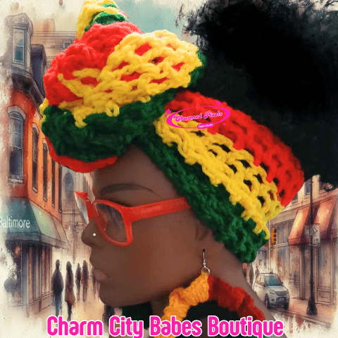 Crochet Headwrap ONLY - Red Yellow & Green